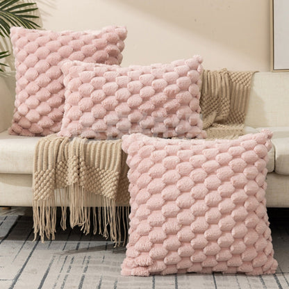 Raised Textured Throw Pillow Cover Blush Tone Zip-Close Blend Fabric for Living Room Bedroom Couch Seating Neutral Home Accents