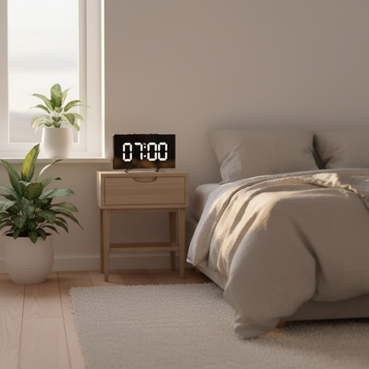 USB-Powered LED Alarm Clock with Curved Screen 6.7 × 2.8 × 1.2 Inches Battery Backup Nightstand Clock Large Display for Bedroom Office Deskt