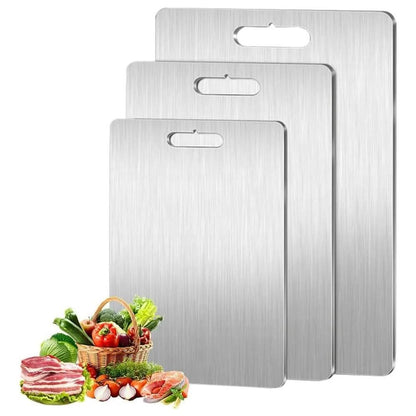 Steel Kitchen Prep Board 13.8×9.8 in Non-Porous Surface Bacteria-Resistant Rolling Cutting Serving Tray for Vegetables Meat Dough Cheese Mul