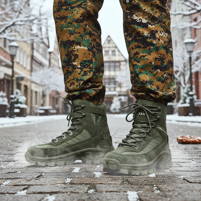 Men's Insulated Winter Tactical Boots with Non-Slip Sole for Hiking & Work – High Ankle Lace-Up Outdoor Combat Boots for Cold Weather