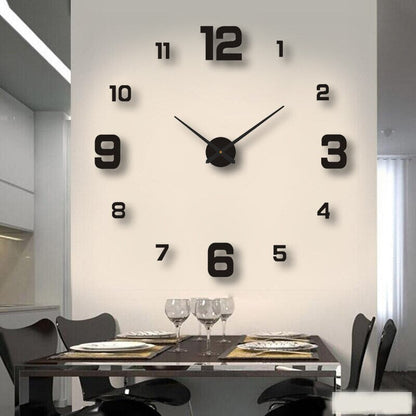 Oversized Noiseless Timepiece for Home & Office – Customizable 3D Layout with Modern Black Finish – Perfect for Open-Plan Spaces and Contemp