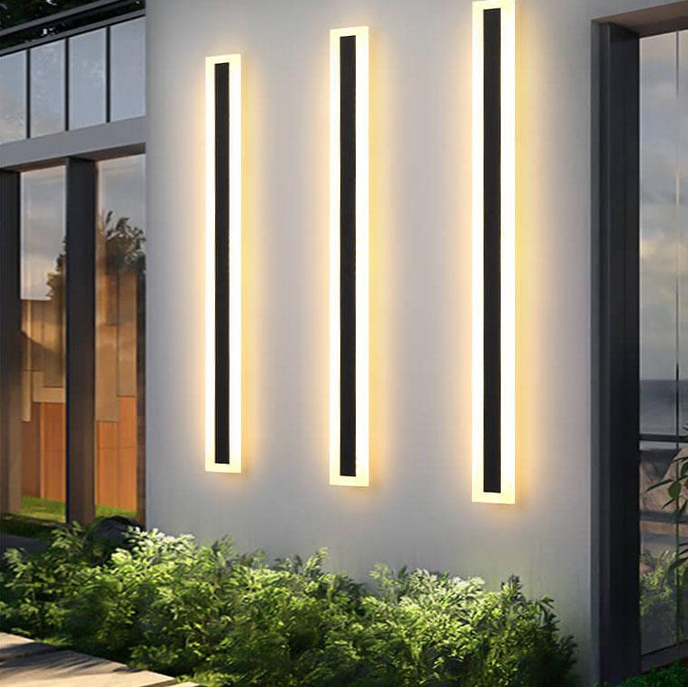 Outdoor LED Wall Sconce Hardwired Acrylic Fixture Black 12 in 7W-58W Energy-Saving Fence Patio Deck Entryway Lighting Modern Weather-Resista