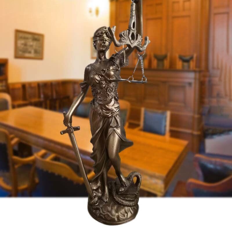 Resin Lady Justice Figure 12-Inch Bronze-Look Statue for Office Desk Library Study Law Firm Decor Legal Symbol Figurine Bookshelf Ornament