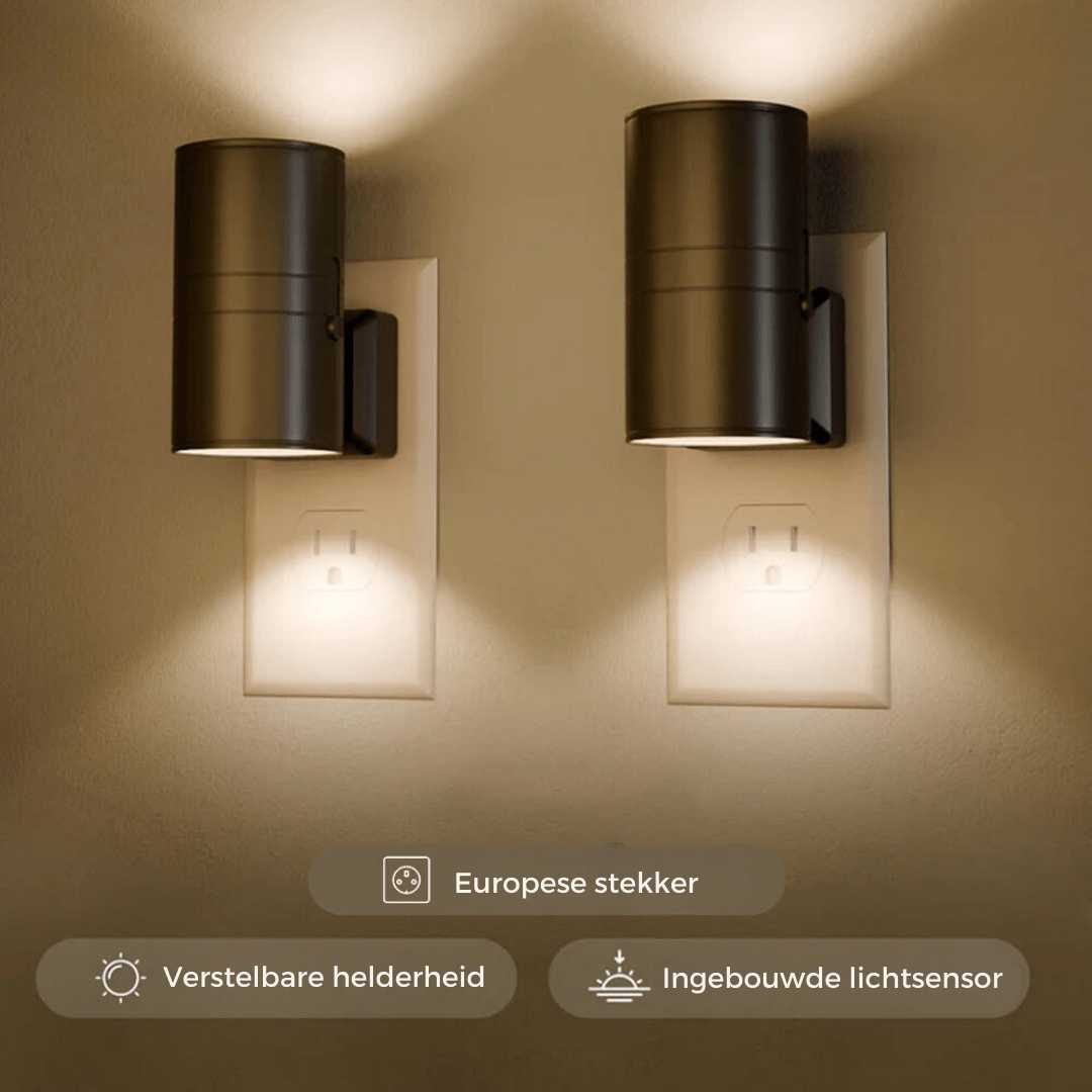 Plug-In LED Wall Light with Auto Dusk Sensor & Dimmer for Hallways, Stairs, Bedrooms | Modern Industrial Sconce | No Wiring Installation