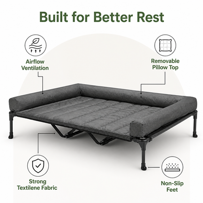 Ortekor Elevated Cooling Mesh Dog Bed (Removable Pillow-Top)