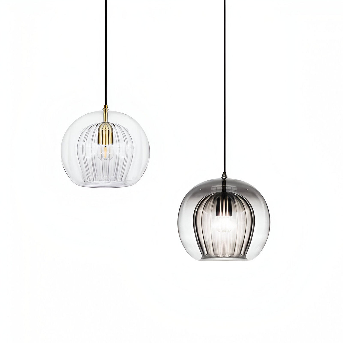 Spherical Glass Hanging Light with Adjustable Height for Kitchen Island, Dining Table, Bedroom | E27 Socket | Modern Orb Fixture for Home an
