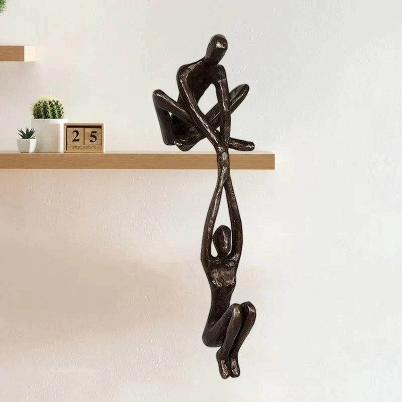 Resin Couple Sculpture 8 inch Tabletop Art Piece for Living Room Bedroom Office Shelf Display Anniversary Housewarming Minimalist Home Accen