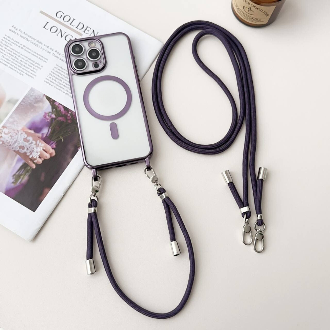 MagSafe Crossbody iPhone Case with Adjustable Strap for Hands-Free Carrying | Compatible with All MagSafe Accessories | Slim Protective
