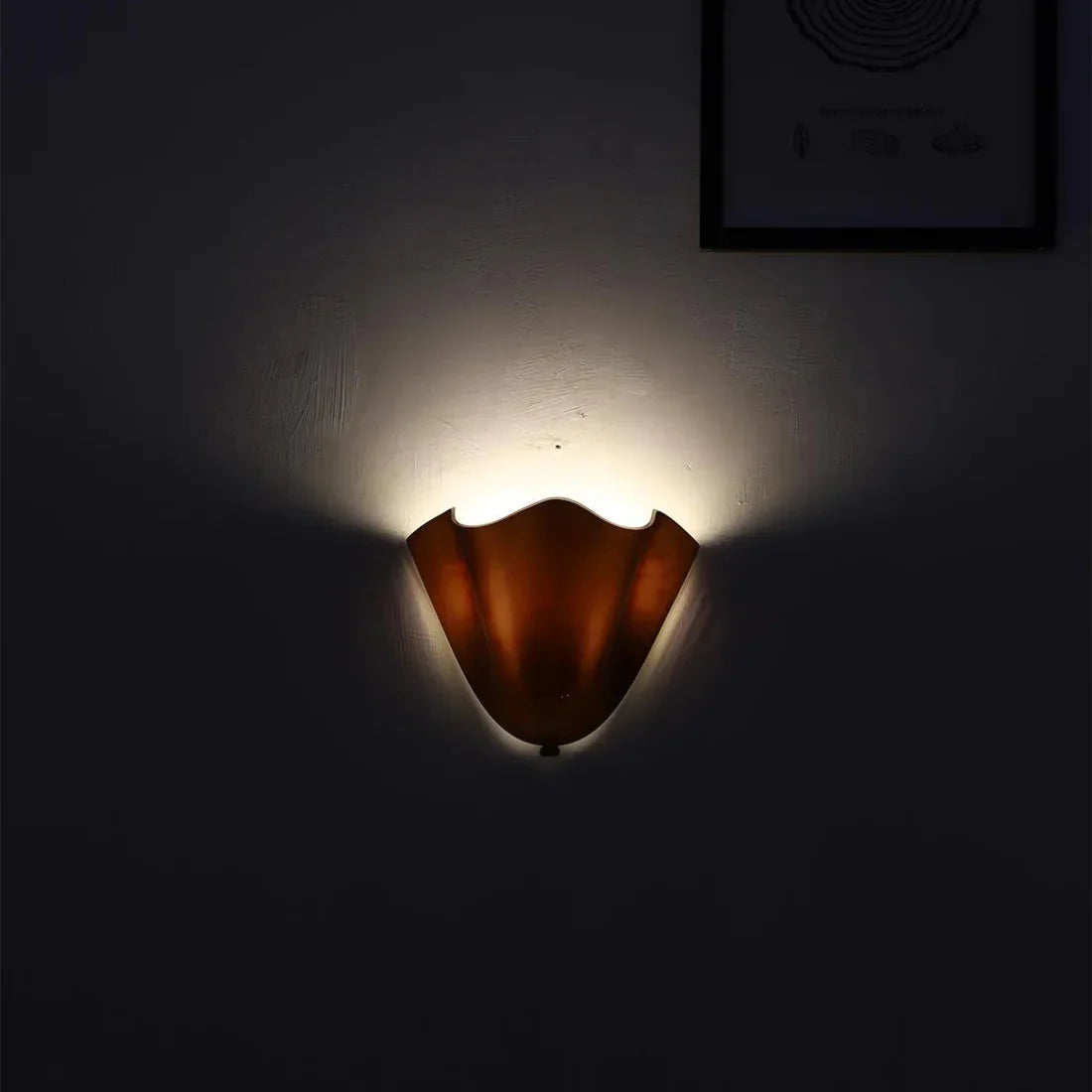 Shell-Inspired Glass Sconce 11 Inch Wide Vintage Iron Bedside Fixture Warm Ambient Hallway Lighting E14 Base Brown Green Beige Tinted Shade