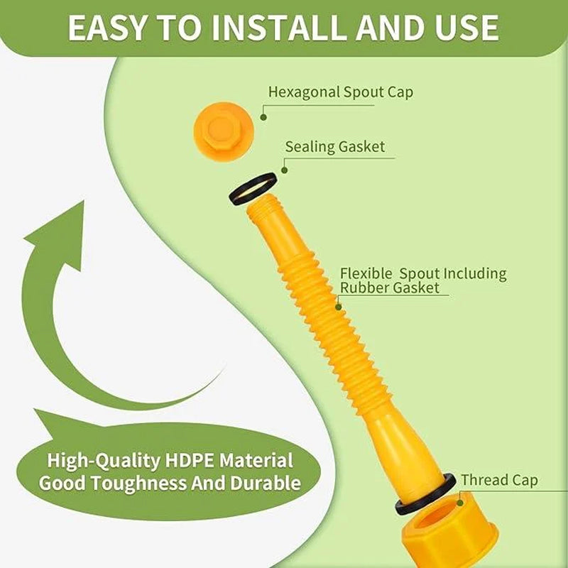 Fuel Container Replacement Spout Kit with Bendable Hose for Gas Cans – Universal Fit Pouring Nozzle Set
