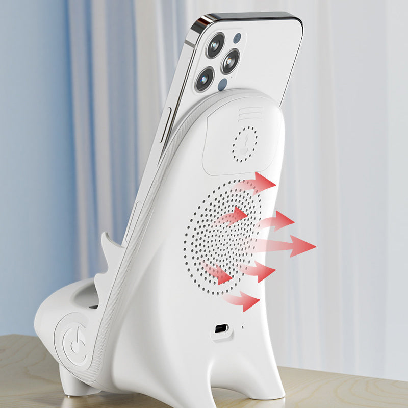 Wireless Phone Charging Stand 15W Qi Fast Charger Desktop Holder with Sound Amplifier for iPhone Android Horizontal Vertical Mount