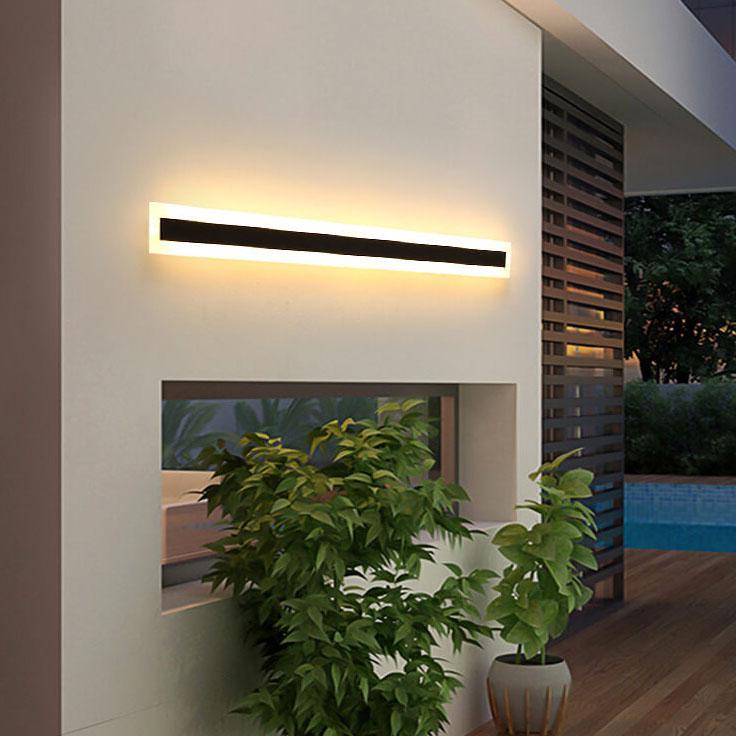 Outdoor LED Wall Sconce Hardwired Acrylic Fixture Black 12 in 7W-58W Energy-Saving Fence Patio Deck Entryway Lighting Modern Weather-Resista