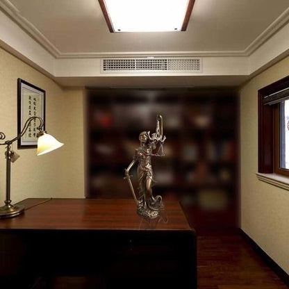 Resin Lady Justice Figure 12-Inch Bronze-Look Statue for Office Desk Library Study Law Firm Decor Legal Symbol Figurine Bookshelf Ornament