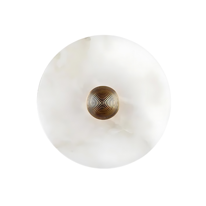 Round Stone Sconce with Built-In LED – Natural Veined Finish for Bedroom, Hallway & Living Room – 6 to 12 Inch Sizes – Minimalist Aluminum M