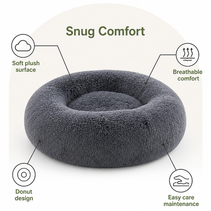 Ortekor Calming Plush Polyester Donut Bed