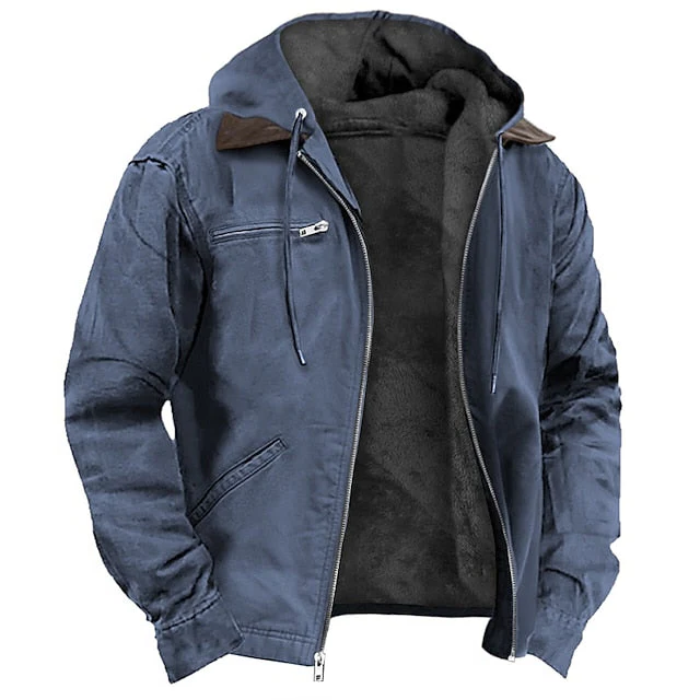 Men's Zip-Up Outerwear Coat with Tailored Fit for Cold Weather – Insulated Design for Office & Weekend Wear – Black Brown Blue Green