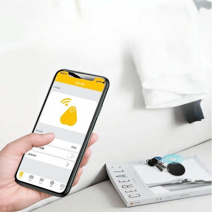 Bluetooth Item Locator Tag Set of 2 – Track Keys Wallet Bags with Phone App Finder Device 164 ft Range Compact Keychain Attachment for Every
