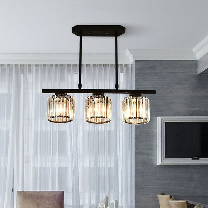 Hanging Fixture with Clear Glass Globes – 3 or 4 Bulb Multi-Head Suspension – Height Adjustable 14-28 in – Black or Gold Metal Frame for Kit