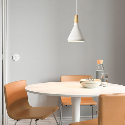 Hanging Ceiling Light Fixture Wire-Suspended E27 Socket Natural Wood Accent Modern Minimalist Style for Kitchen Island Dining Table Living R