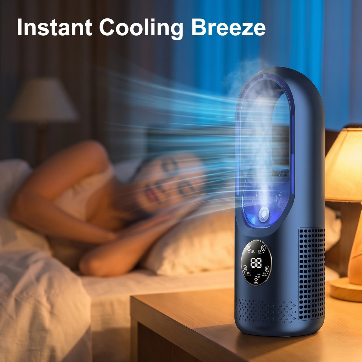 Personal Desktop Cooling Fan USB Powered 6 Speed Settings Quiet Operation Safety Design Compact Desk & Nightstand Use Home Office Bedroom Po