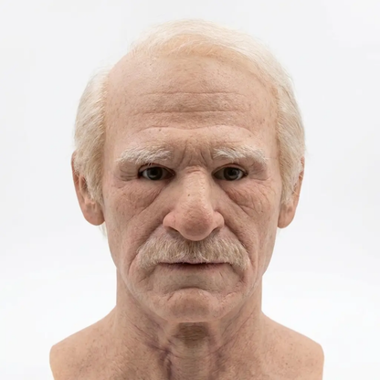 Elderly Character Latex Full-Head Costume Mask with Movable Jaw for Halloween, Theater, and Cosplay