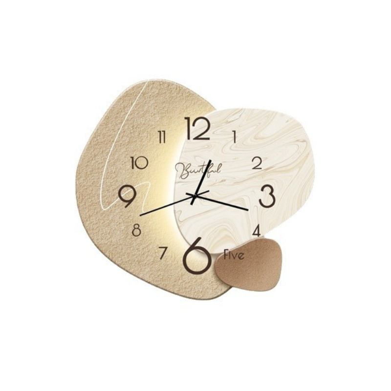 Sculptural Beige Timepiece Silent Sweep Hand Textured Face Modern Nordic Home Bedroom Study Office Hallway Feature Wall Minimalist Japandi Q