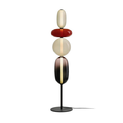 Artisan Glass Standing Lamp 63 in Red White Black Accent Light for Living Room Contemporary Sculptural Décor LED Uplight Statement Piece