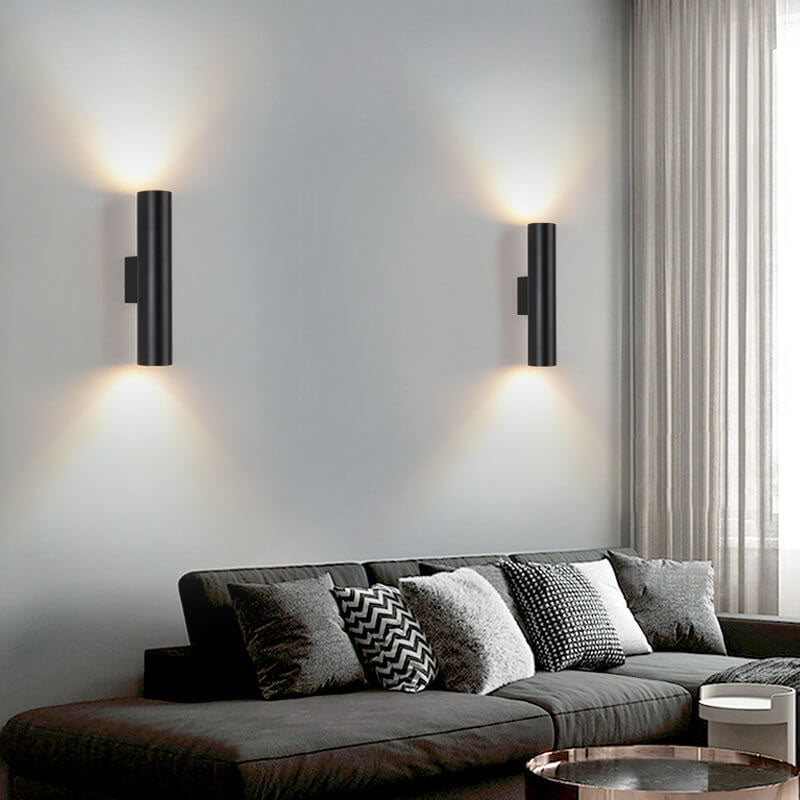 Up-Down LED Wall Light Fixture in Gold, Black or White Aluminum for Hallway, Bedroom & Living Room