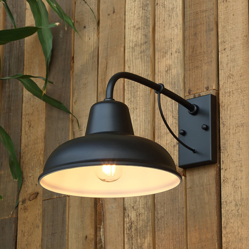 Iron Exterior Sconce 10×9×16 in Black Industrial Hardwired E26 Socket for Garden Fence Entryway Pathway Home Porch Deck Ambient Outdoor Ligh