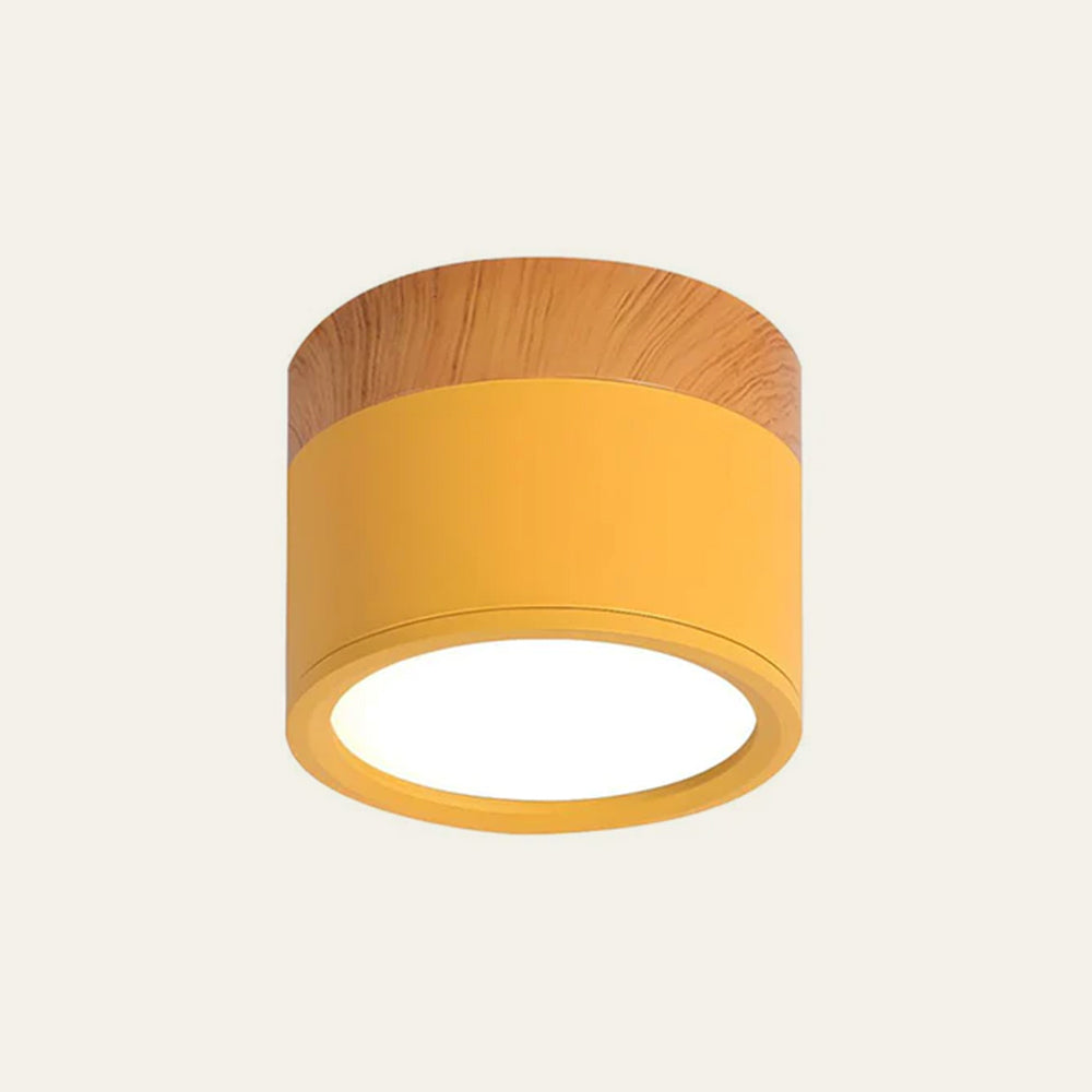 Round LED Flush Mount Light Fixture Wood Accent Aluminum 5W 7W for Entryway Bedroom Kitchen Hallway Ceiling Lamp Modern Minimalist Scandinav
