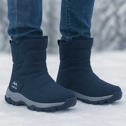 Men's Insulated Winter Boots Waterproof Side Zip Non-Slip Ankle Snow Boots for Cold Weather Hiking Walking Outdoor