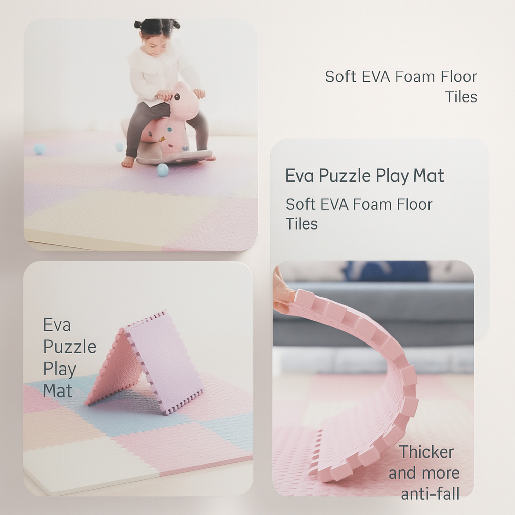 Interlocking Foam Floor Tiles 12x12 Inch Non-Slip Cushioned Baby Crawling Mat for Nursery Playroom Kids Activity Area Water-Resistant EVA Pu