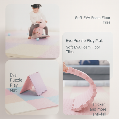Interlocking Foam Floor Tiles 12x12 Inch Non-Slip Cushioned Baby Crawling Mat for Nursery Playroom Kids Activity Area Water-Resistant EVA Pu