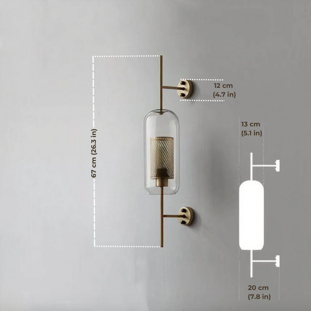 Glass Wall Sconce Light Fixture Gold Chrome Finish for Bathroom Bedroom Living Room Entryway Hallway Modern Minimalist Lighting