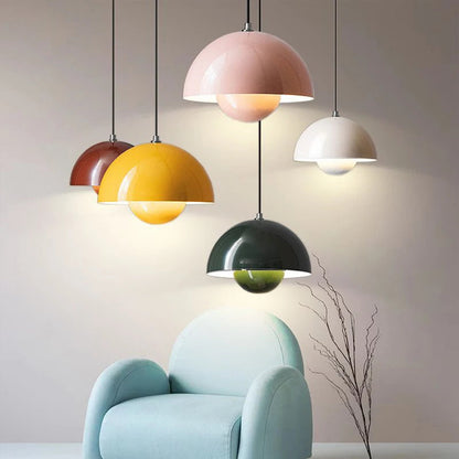 Metal Dome Pendant Light 9 in Adjustable E26 for Dining Table Kitchen Island Bedroom Mid-Century Modern Hanging Fixture