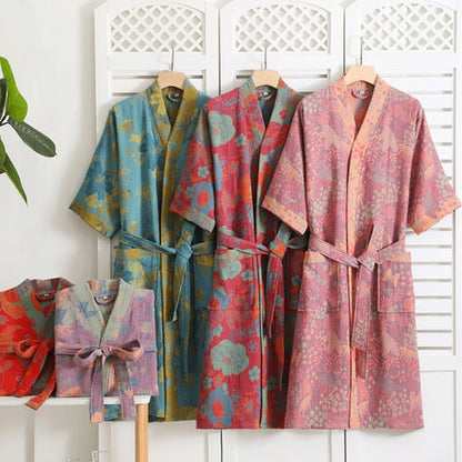 Liora Bathrobe - Lightweight Cotton, Vintage Print Dressing Gown