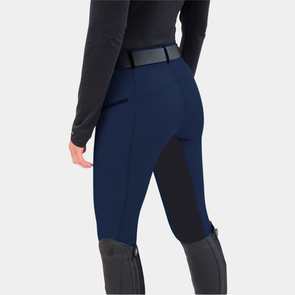 Women's Stretch Equestrian Riding Pants with Contrast Panels & Zip Pockets for Horse Riding