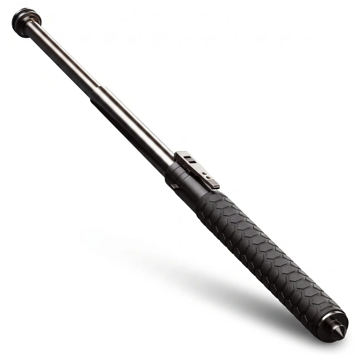 Telescoping Support Cane Spring Deploy Mechanism Rubber Handle Hiking Urban Trail Walking Aid Stability Pole Portable Collapsible Mobility S