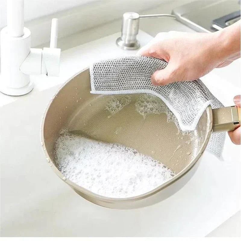 Mesh Scrubbing Cloths Kitchen Dish Cleaning Set Gentle Surface Safe Cookware Scrubber 10-Pack for Pots Pans