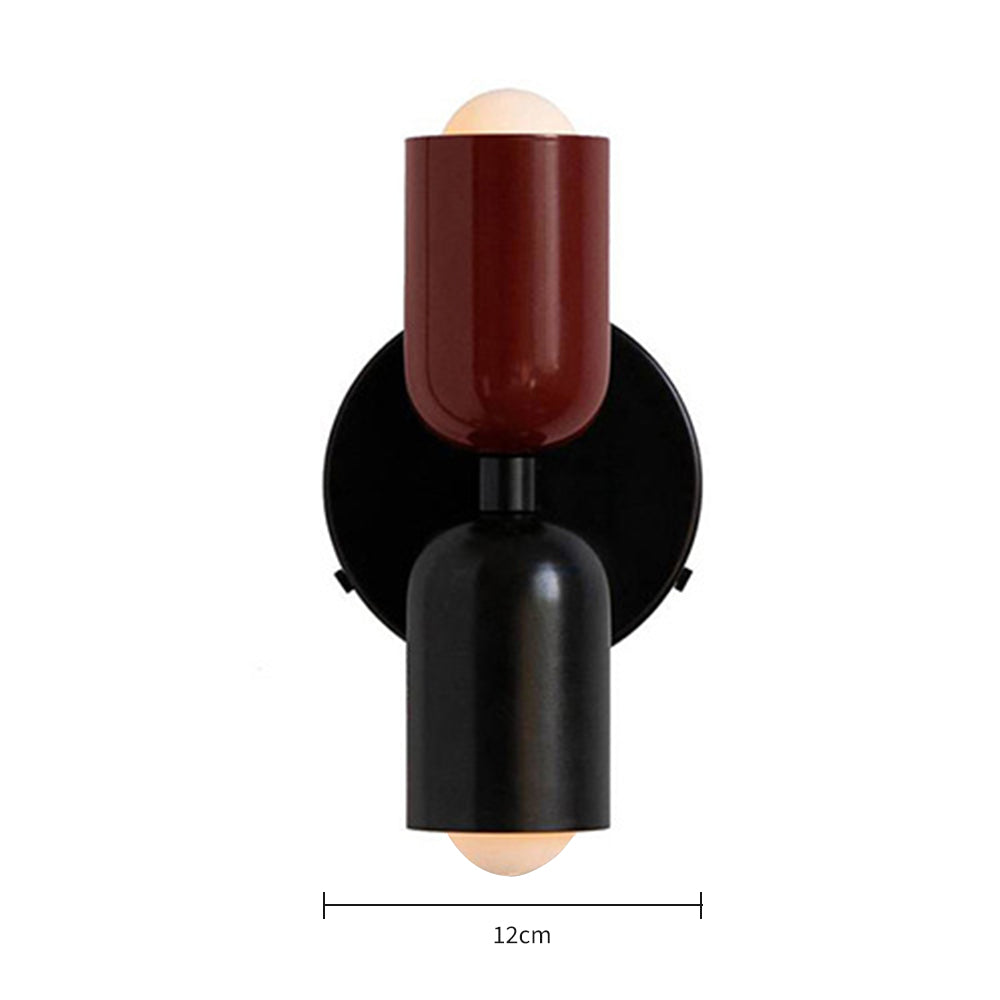 Two-Tone Glass Wall Sconce with Dual Light Uplight Downlight for Bedroom Living Room Hallway Modern Minimalist Home Accent Lighting