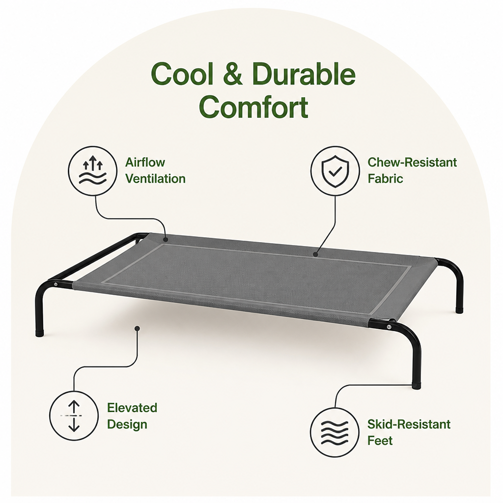 Ortekor Elevated Cooling & Chew-Resistant Dog Bed