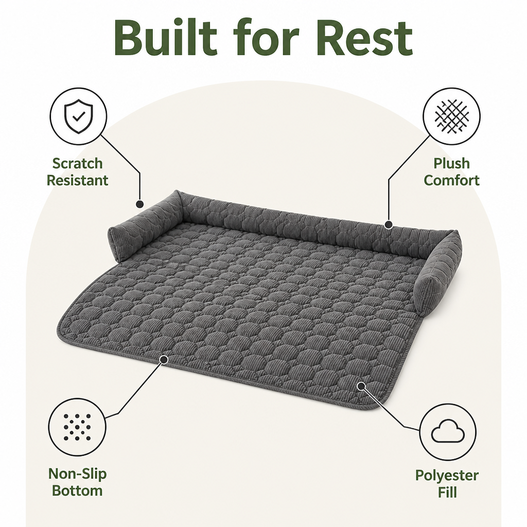 Ortekor Non-Slip & Scratch-Resistant Plush Pet Mat