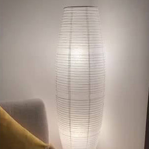 Dual-Socket Upright Lamp with Rice Paper Diffuser 54-Inch Tall White or Black for Bedside & Lounge