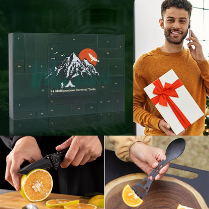 Outdoor Survival Gear Advent Calendar for Men – 24 Days of Adventure Tools for Camping Hiking Wilderness Exploration
