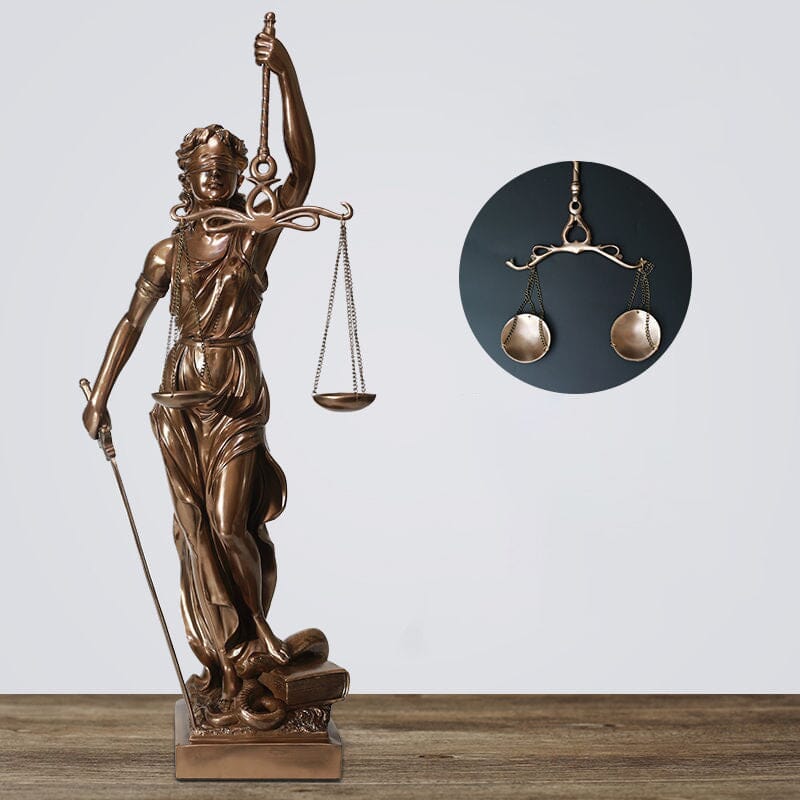 Resin Lady Justice Figure 12-Inch Bronze-Look Statue for Office Desk Library Study Law Firm Decor Legal Symbol Figurine Bookshelf Ornament
