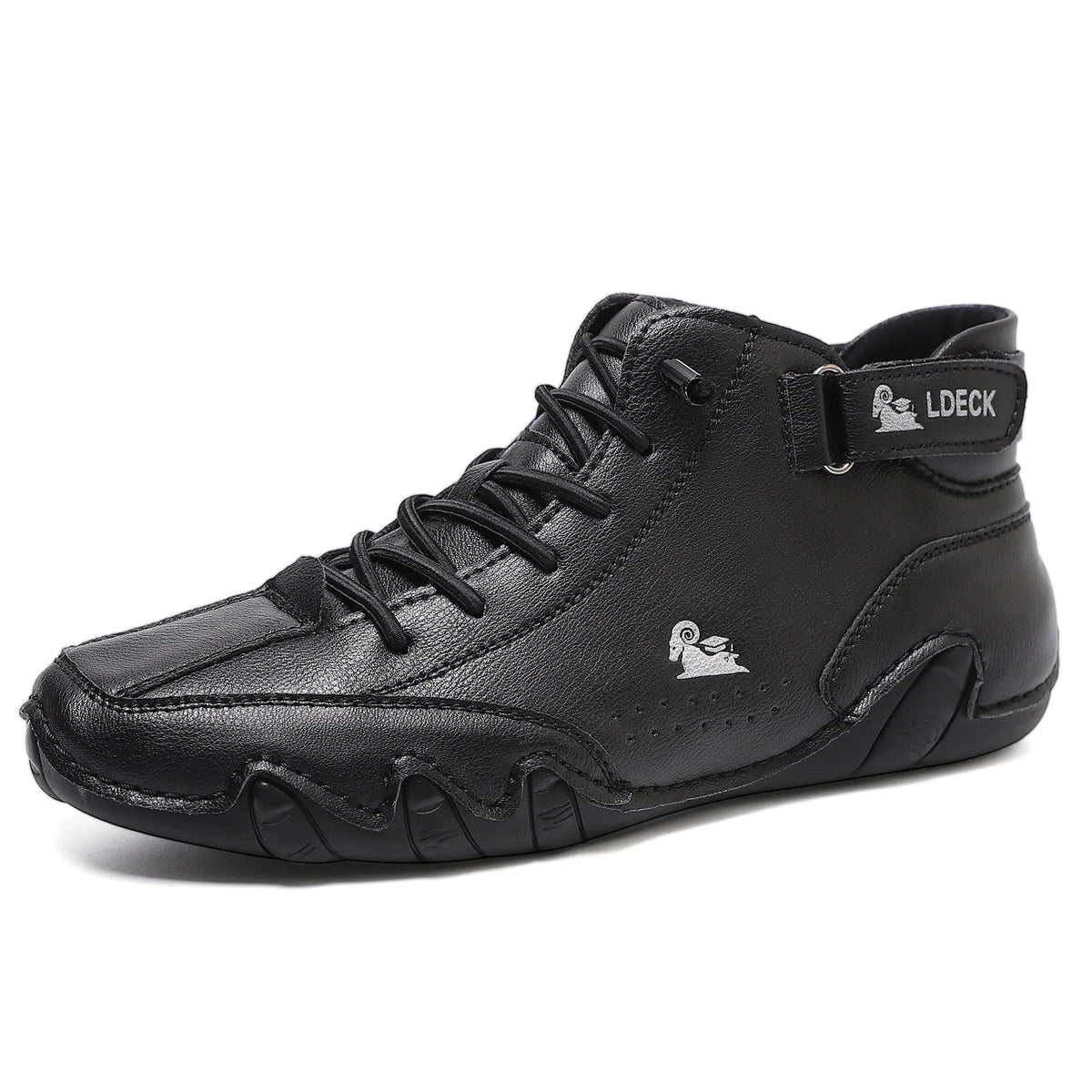 Men's Waterproof High-Top Sneakers with Elastic Slip-On Design - Durable Rubber Sole Boots for Street Style & All-Weather Wear