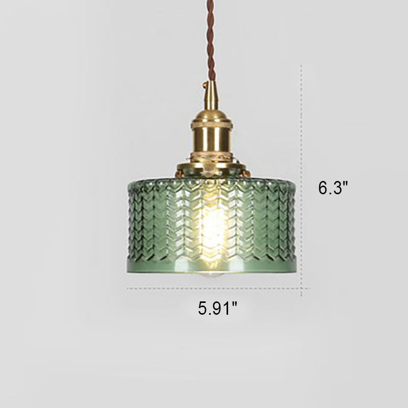 Glass Hanging Fixture with Copper Accent 6 Inches Clear Modern E26 Socket Hardwired Adjustable Drop for Kitchen Dining Room Entry Hallway