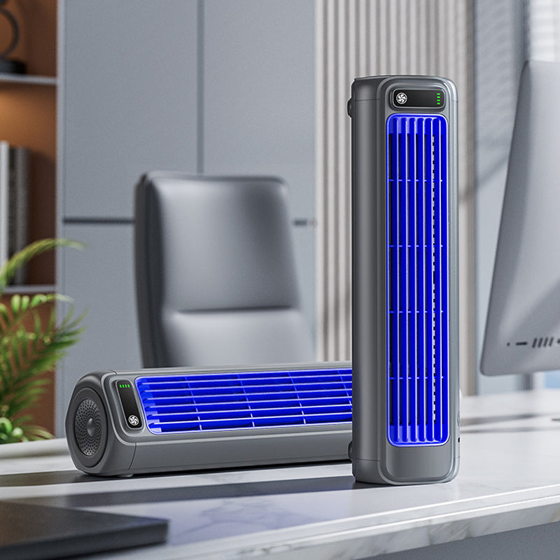 Portable Cordless Tower Fan – Rechargeable Cooling Device for Travel, Desk, and Bedside