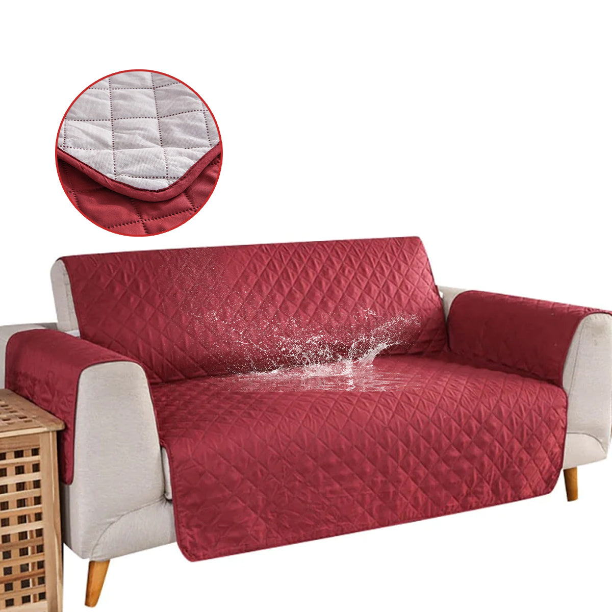 Quilted Furniture Throw Protector with Anti-Slip Backing for Couches and Sofas – Water-Resistant Padded Slipcover for Pet Owners, Living Roo