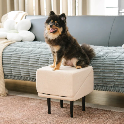 Pet Stairs with Anti-Slip Tread – Foldable 2-in-1 Ramp for Small Dogs, Seniors & Short Breeds – Velvet-Covered Step Platform for Couch & Bed